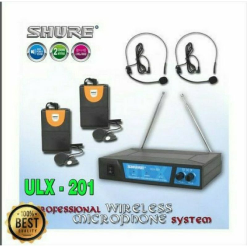 Mic Bando Mic Jepit Wirelles UHF 2 set mic (Clip On) Shure ULX201