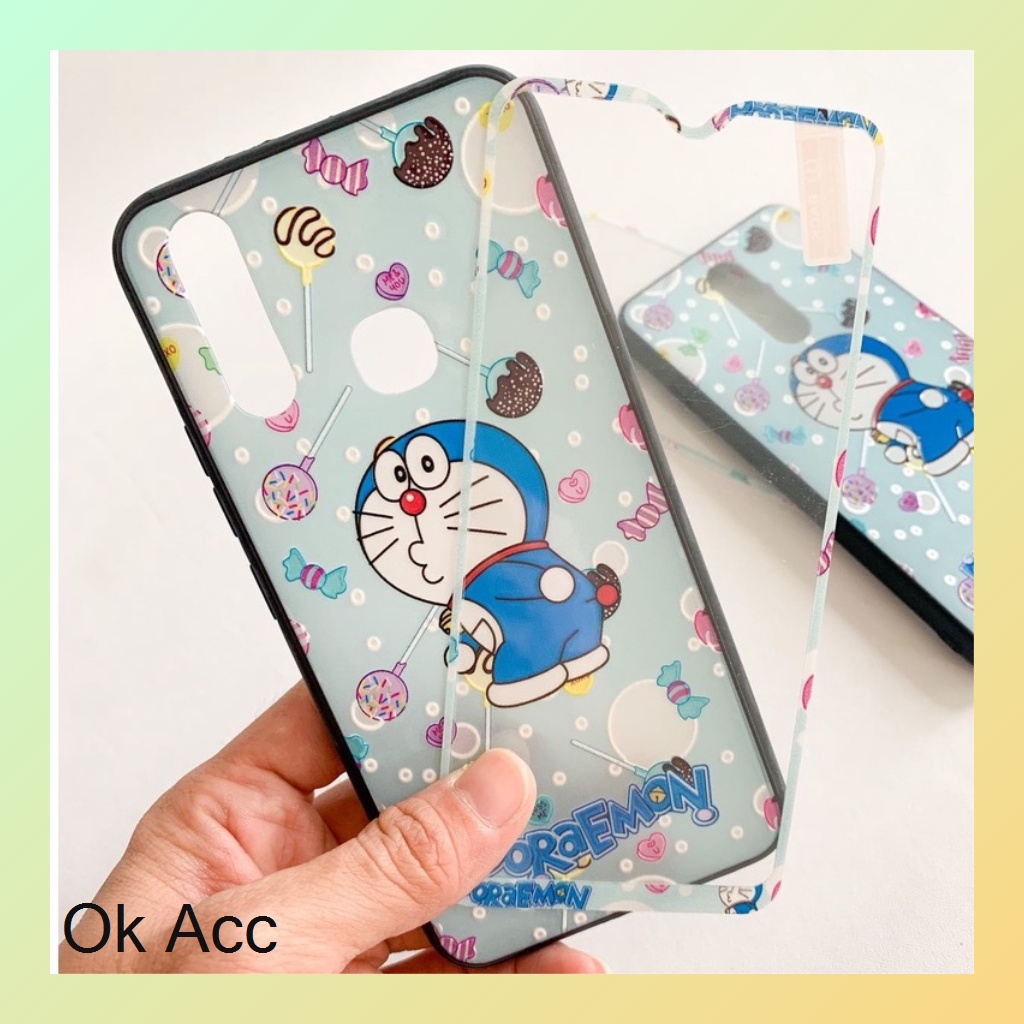 BARU CASE BONUS TG Kaca case Casing Senada motif karakter Oppo A31/Neo 5 A3S/C1 A5S/A7/A12/A11K/Realme 2 pro/U1/U2 5/5i/5S/C3 7i/C17 C11 C12 C15 Samsug J2 Prime Vivo Y11/Y12/Y15/Y17 Y30/Y30i/Y50 Y91C Xiaomi Redmi 8A 9/Prime 9C Note 9 pro HCTG 30