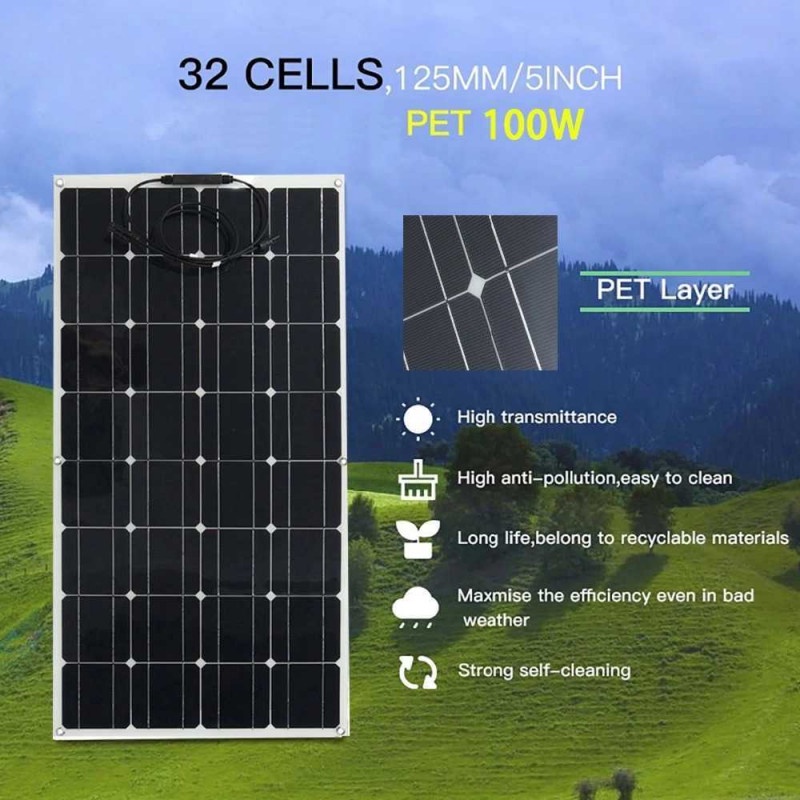 Flexible Solar Panel Surya Tenaga Matahari 100W Waterproof