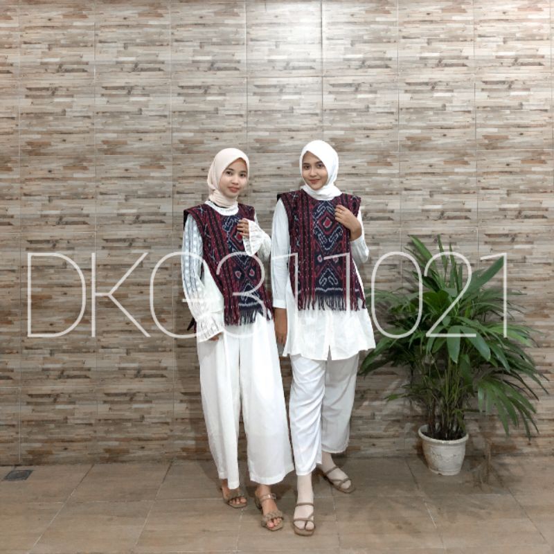 Vest tenun troso, rompi ethnic motif maroon rintik