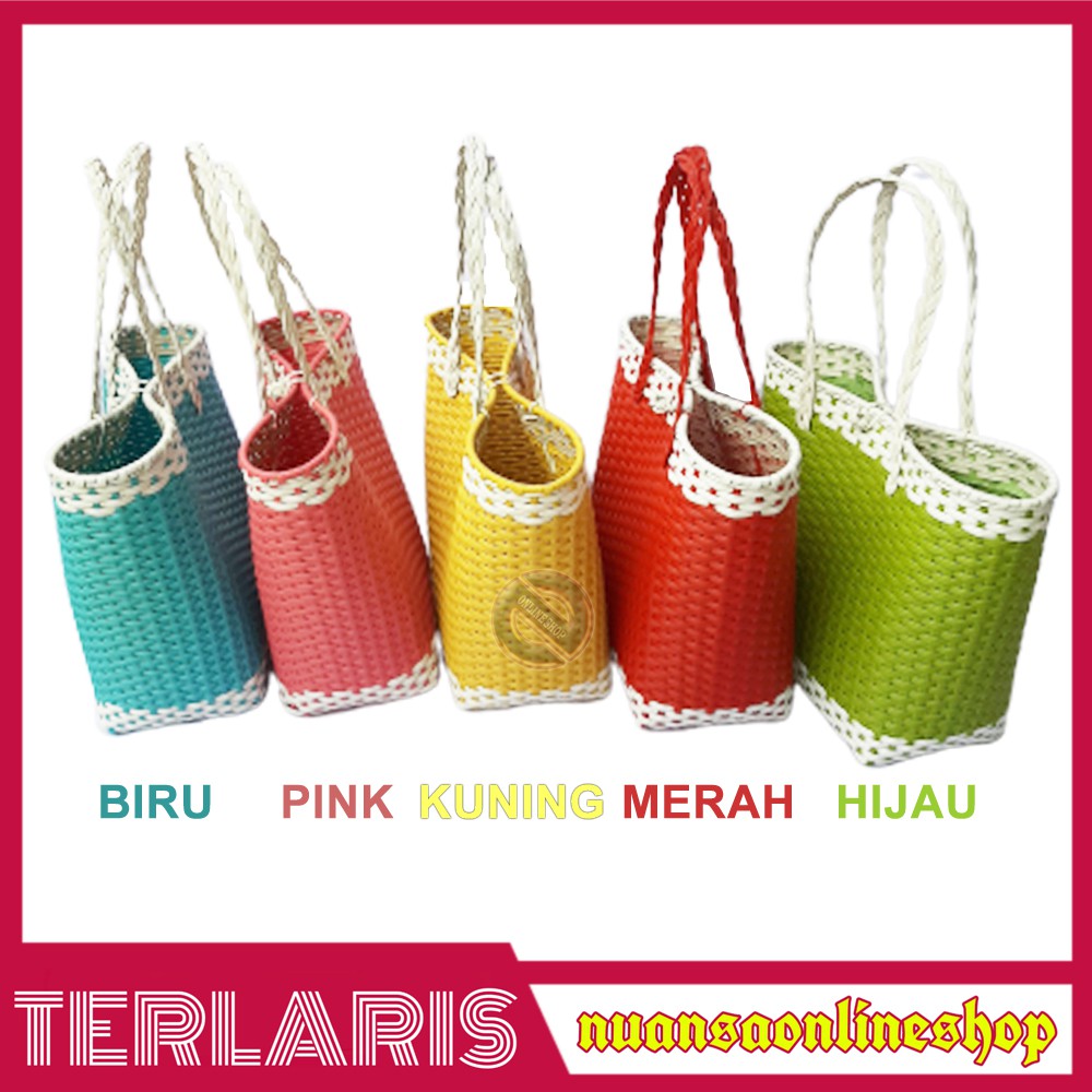 Tas Jinjing Belanja Wanita Anyaman Rotan Sintetis