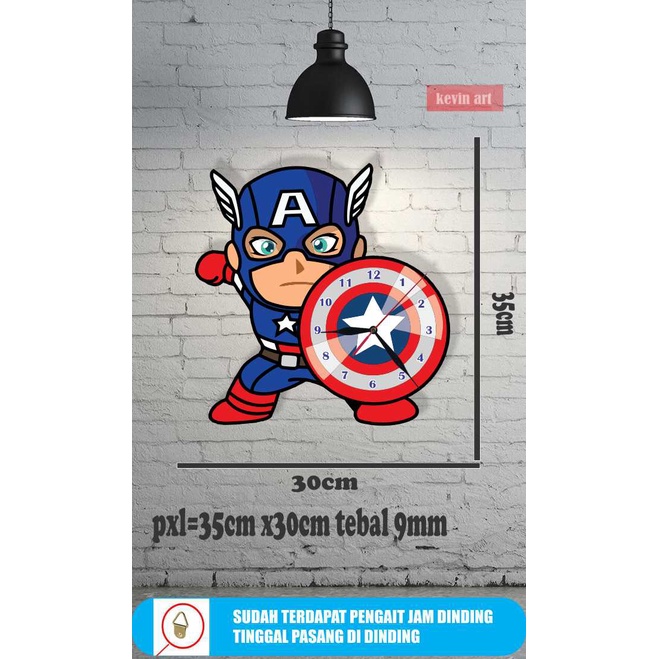 JAM DINDING TEMBOK KARAKTER BESAR UNIK DAN KEREN CAPTAIN AMERICA MARVELL MINIMALIS MEWAH AESTHETIC LUCU HIASAN DINDING 1 SET MURAH POSTER DINDING STIKER DINDING WALL DECOR ARTISTIK KAYU CUSTOM MODERN PROMO PALING LARIS NYALA HIASAN DINDING RUANG TAMU