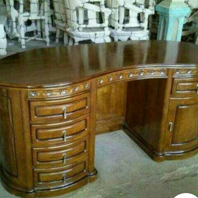 Meja kantor jati ukir Jepara