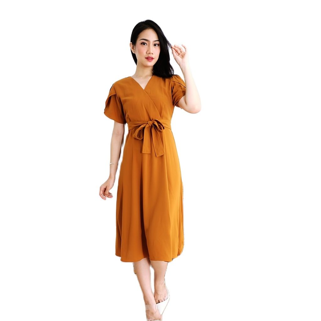 ZASKIYA - Lolina Dress Casual Terusan Premium Crepe  Polos Wanita Korean Style