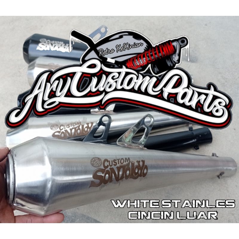 Knalpot custom Stainles w175 japstyle bobber caferacer bratstyle tiger gl pro cb 100 megapro scorpio dll besi arnium-Krum stenlis c.luar