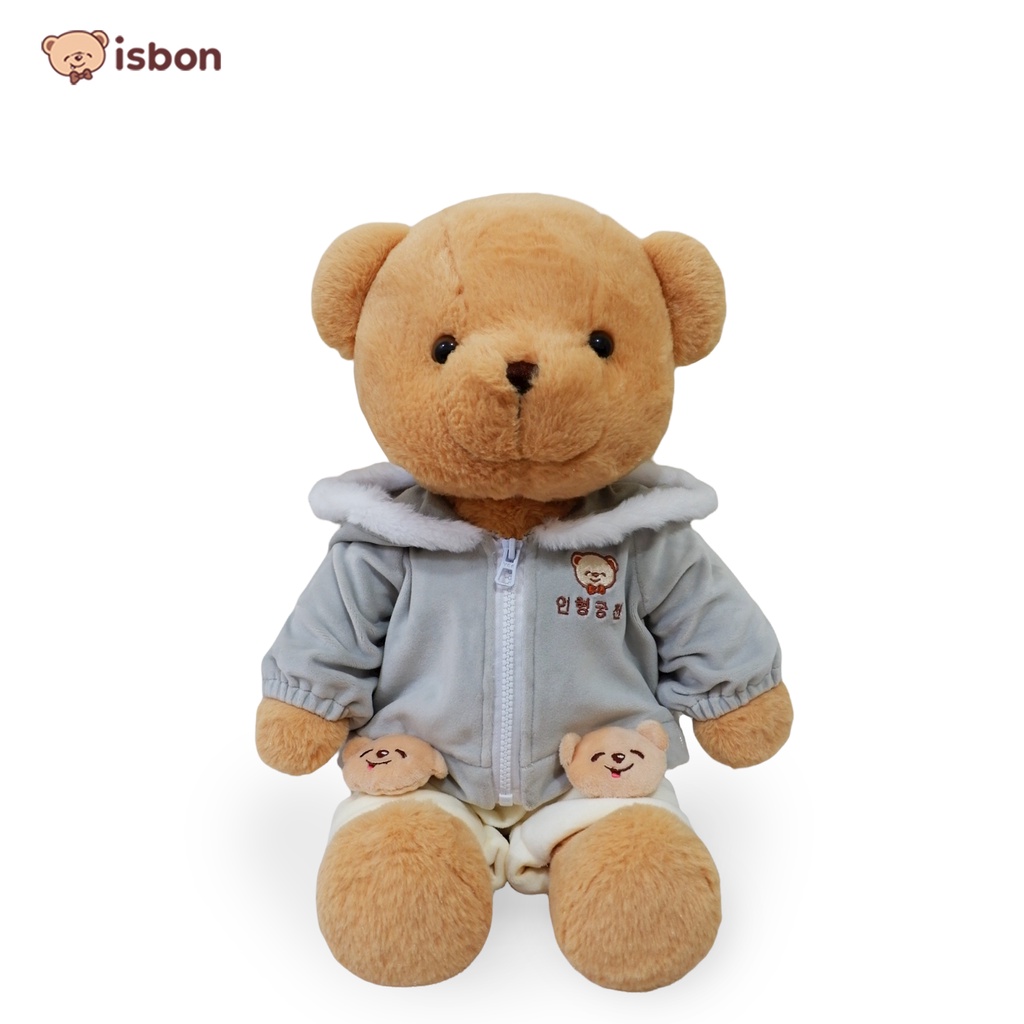 Boneka Beruang Bear Sit Li Bear With Hoodie Abu Abu Cocok Untuk Mainan Anak Non Alergi By Istana Boneka