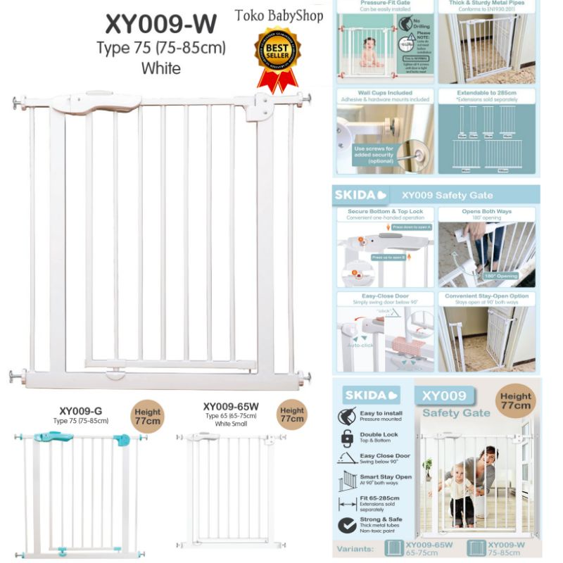 Jual Baby Safe Gate 7585cm Pressure Fit Safety Gate Pintu Pembatas