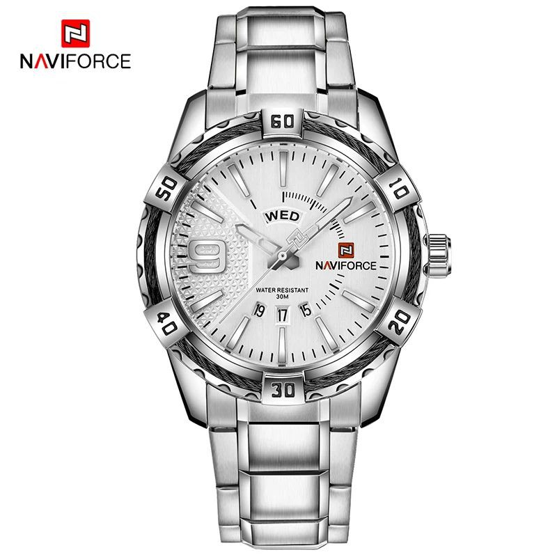 JAM TANGAN NAVIFORCE PRIA MEWAH ORIGINAL NF-9117 S/W
