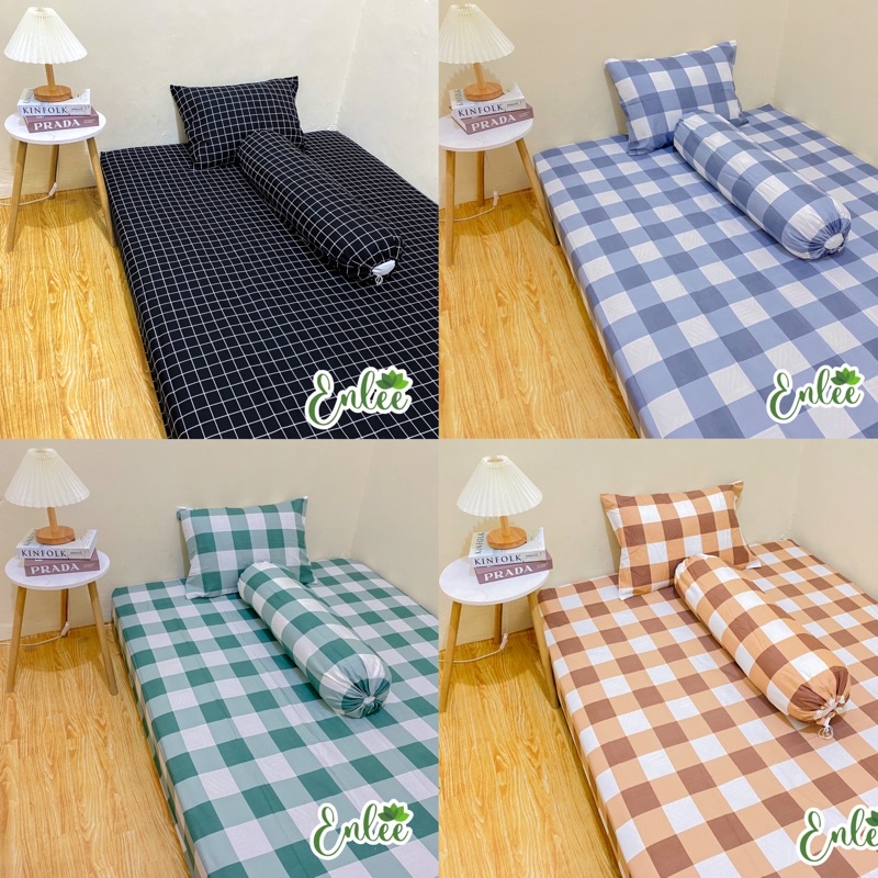 SPREI SINGLE AESTHETIC kotak hitam dan kotak putih Sprei sudut karet