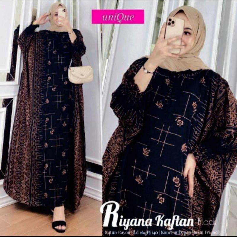 Riyana Kaftan Wanita Jumbo Rayon Tie Dye Premium Gamis Dress Kekinian Bigsize LD 180 cm