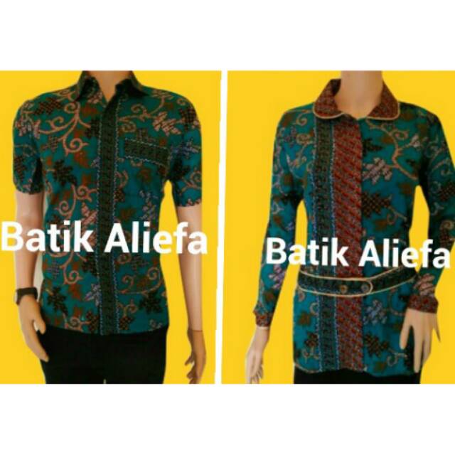 Baju Batik Couple Daun Gandul Hijau||couple Batik Fashion Pekalongan