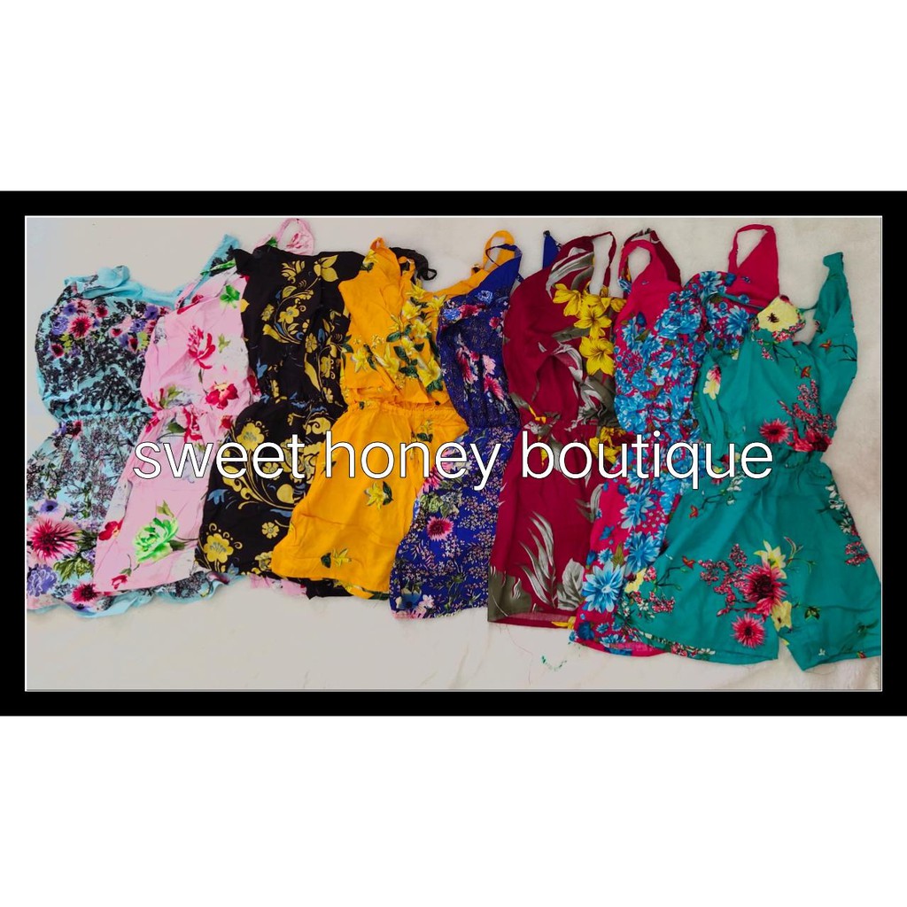 Sweet Honey ~ Jumpsuit Pendek Kipir Cipir Bali Kirana Jamsut Pendek Motif Etnik dan Bunga [Bisa COD]