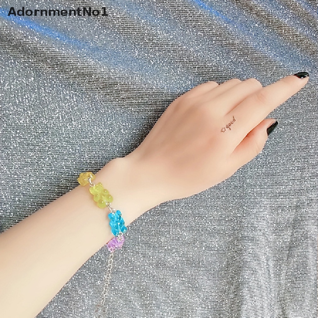 (AdornmentNo1) Gelang Tangan Handmade Motif Kartun Beruang Bahan Stainless Steel Untuk Wanita