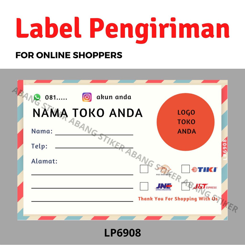 

Label Pengiriman Custom Bentuk Surat
