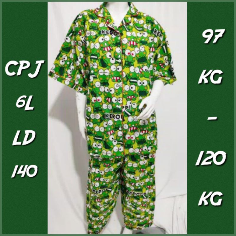 baju tidur jumbo LD 140 bahan katun motif karakter setelan