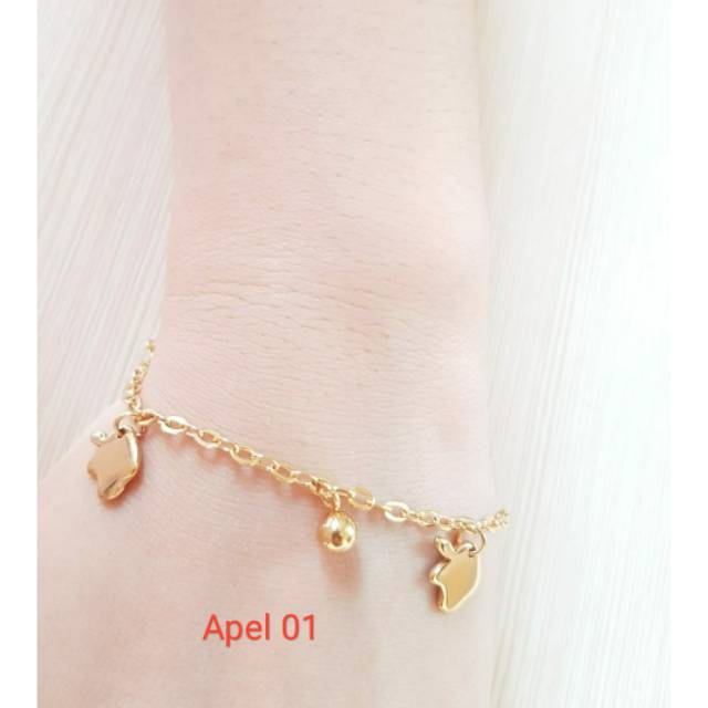 SET Gelang Tangan &amp; Gelang Kaki TITANIUM motif Apel Import Antikarat