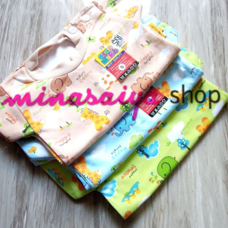 CICO MIKO 3 pcs Kaos Bayi SNI Lengan Pendek Kancing Pundak Motif Uk. S - XL