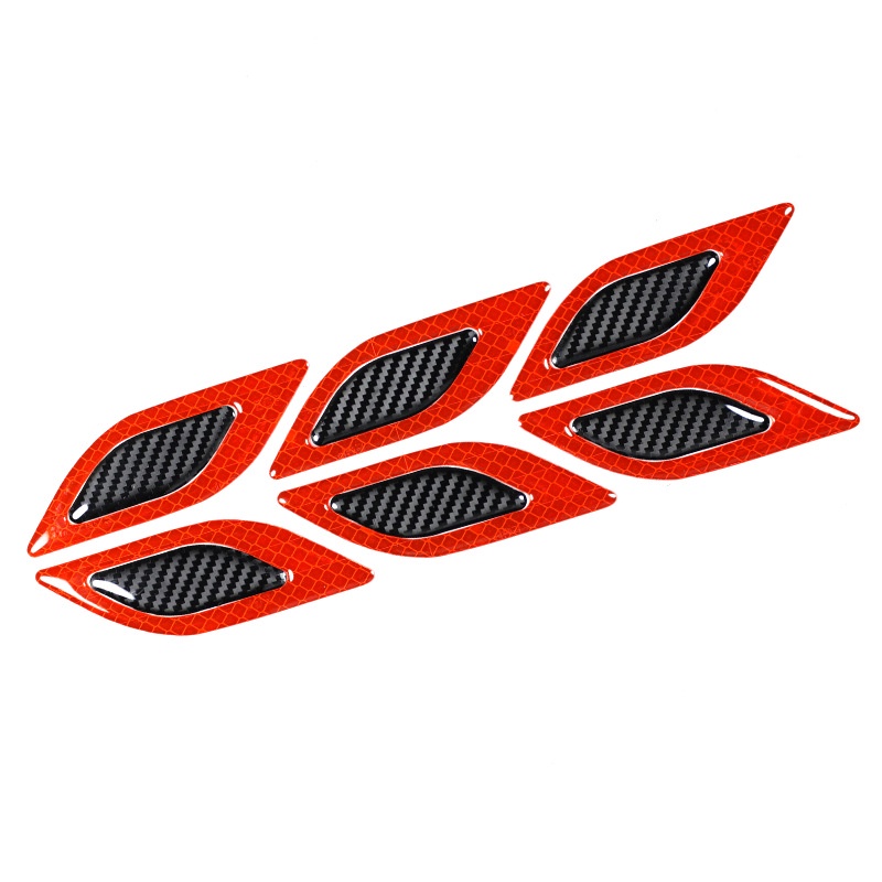 6 Pieces Stiker Carbon 3D Mobil Sticker Reflektor Mask Reflective Scoop Decal Safety Warning Reflective Sticke Untuk Mobil / Truk