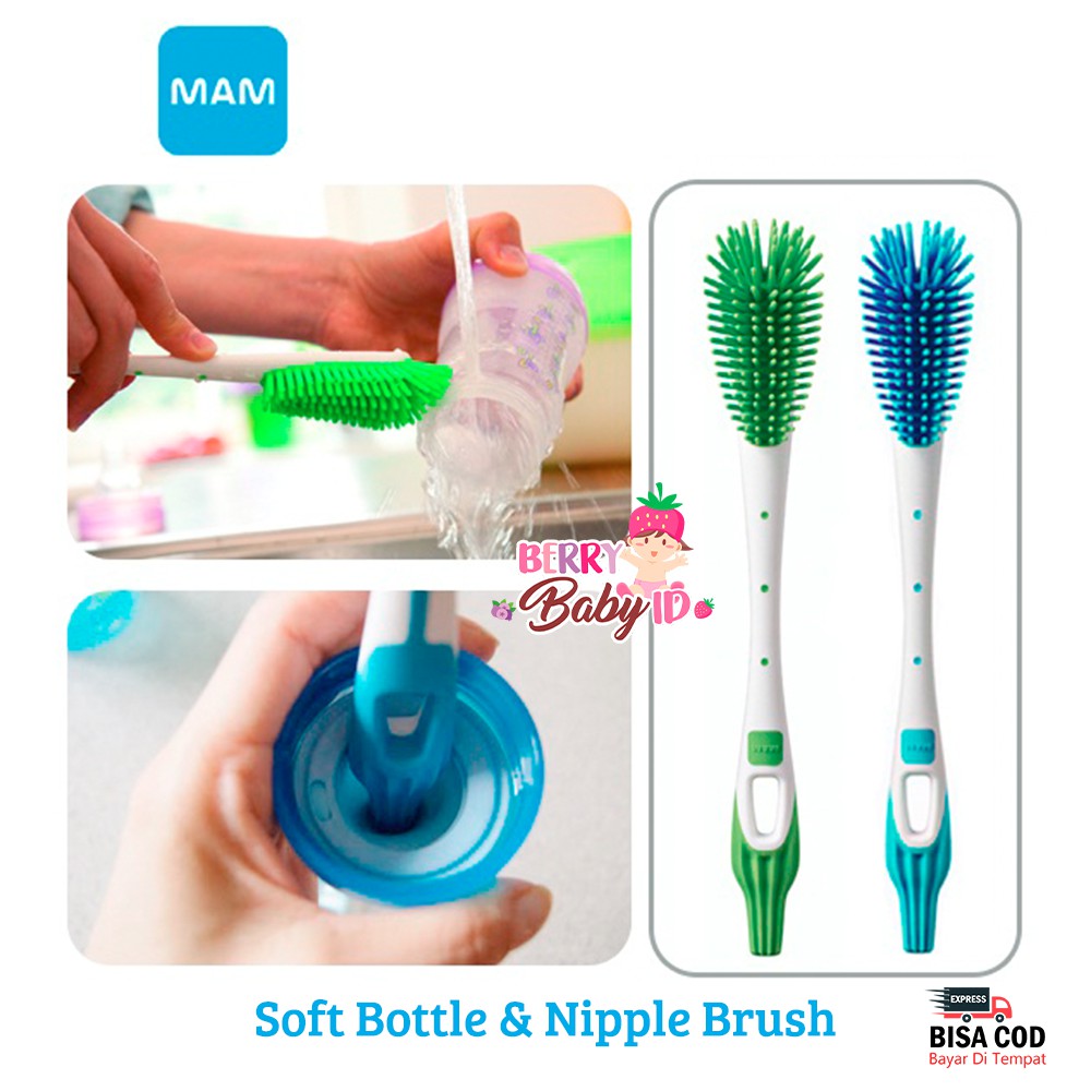 MAM Baby Bottle &amp; Nipple Soft Brush Sikat Botol dan Teat Bayi Lembut Berry Mart