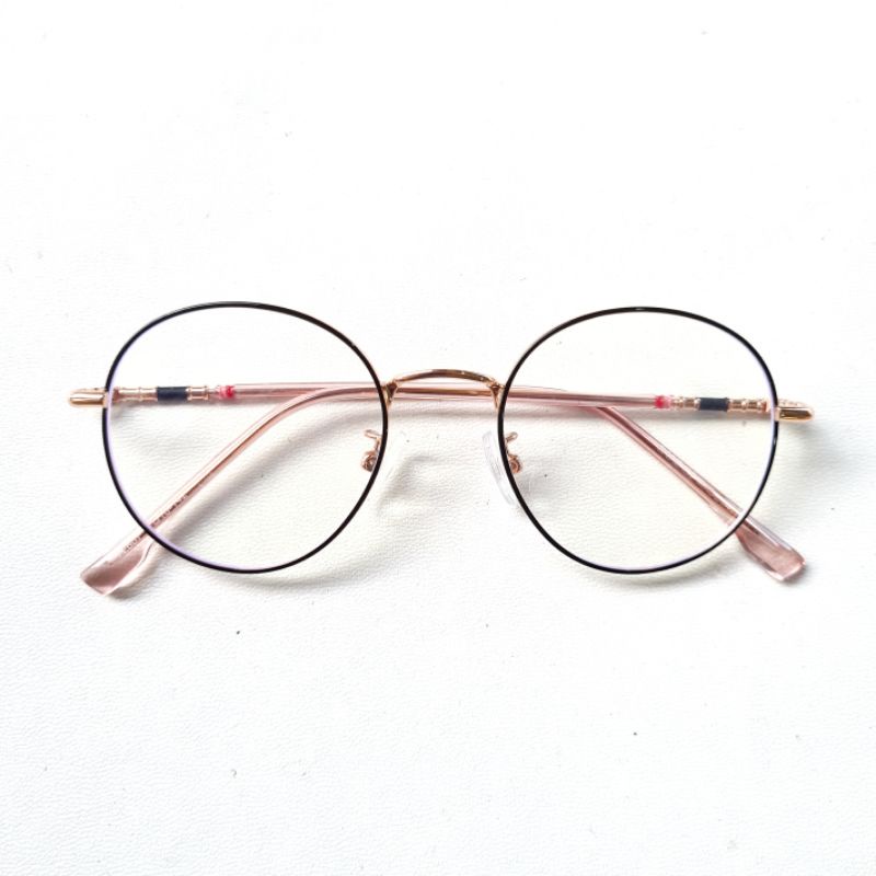 Frame + Lensa Anti Radiasi Kacamata Round Metal 72507