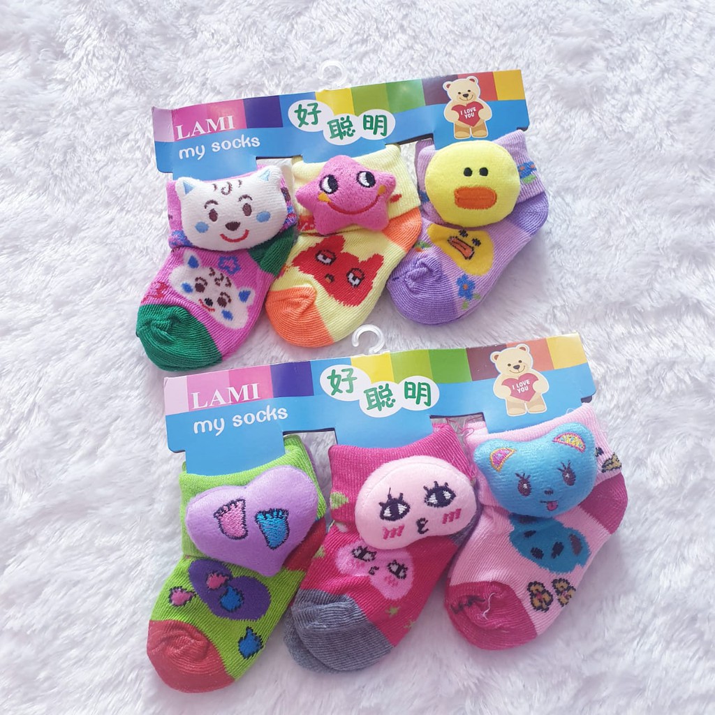 COD Bayar Ditempat Kaos Kaki Boneka Isi 3 Pcs Baby Alicia