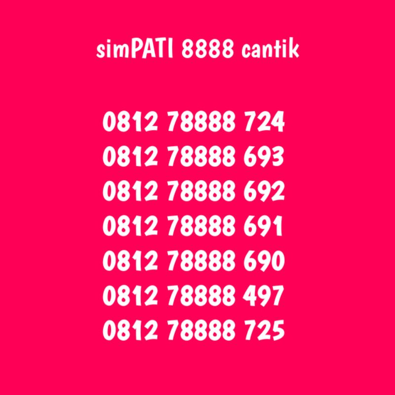 nomor simpati cantik kwartet 8888 rapi murah