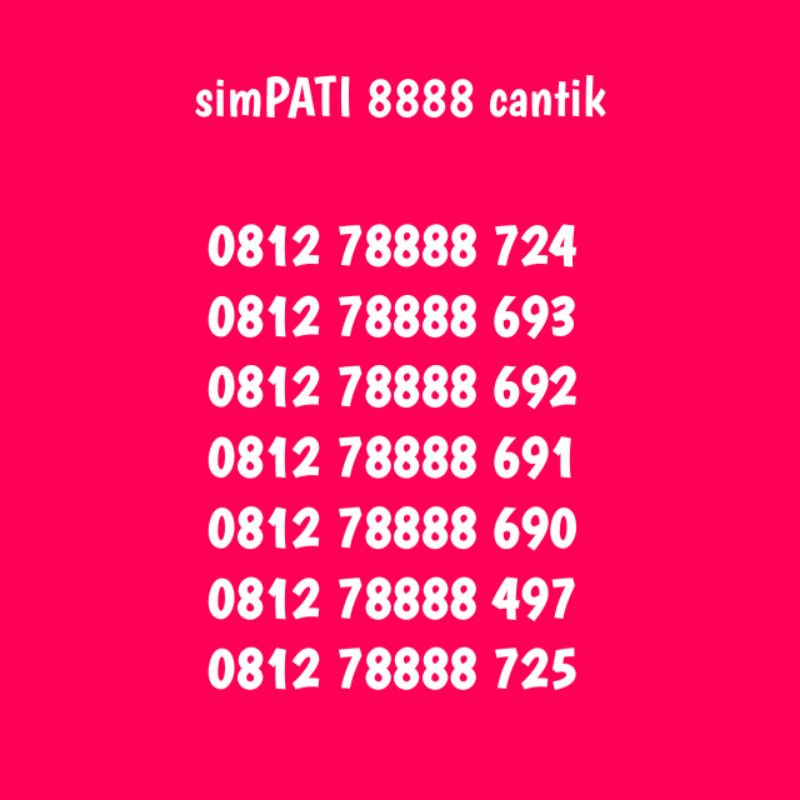 nomor simpati cantik kwartet 8888 rapi murah