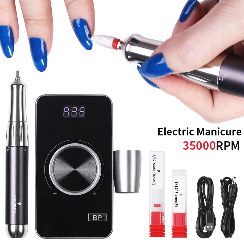 Set Mesin Bor Kuku Elektrik Uv Gel 35000 Rpm Untuk Manicure