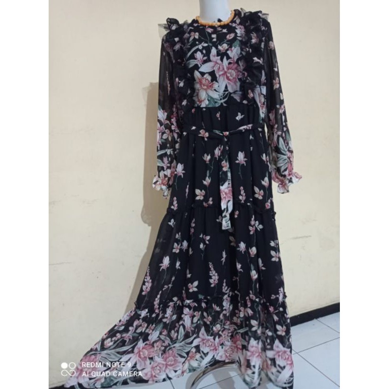 Gamis ceruty motif bunga