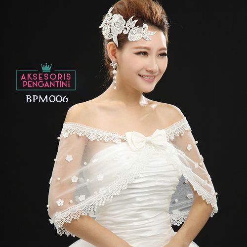 [READY STOCK] BOLERO WEDDING PENGANTIN AKSESORIS CARDIGAN PESTA MODERN PUTIH BPM006