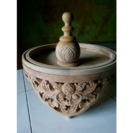 Tebok lovebird ukir krawangan kayu jati mentahan