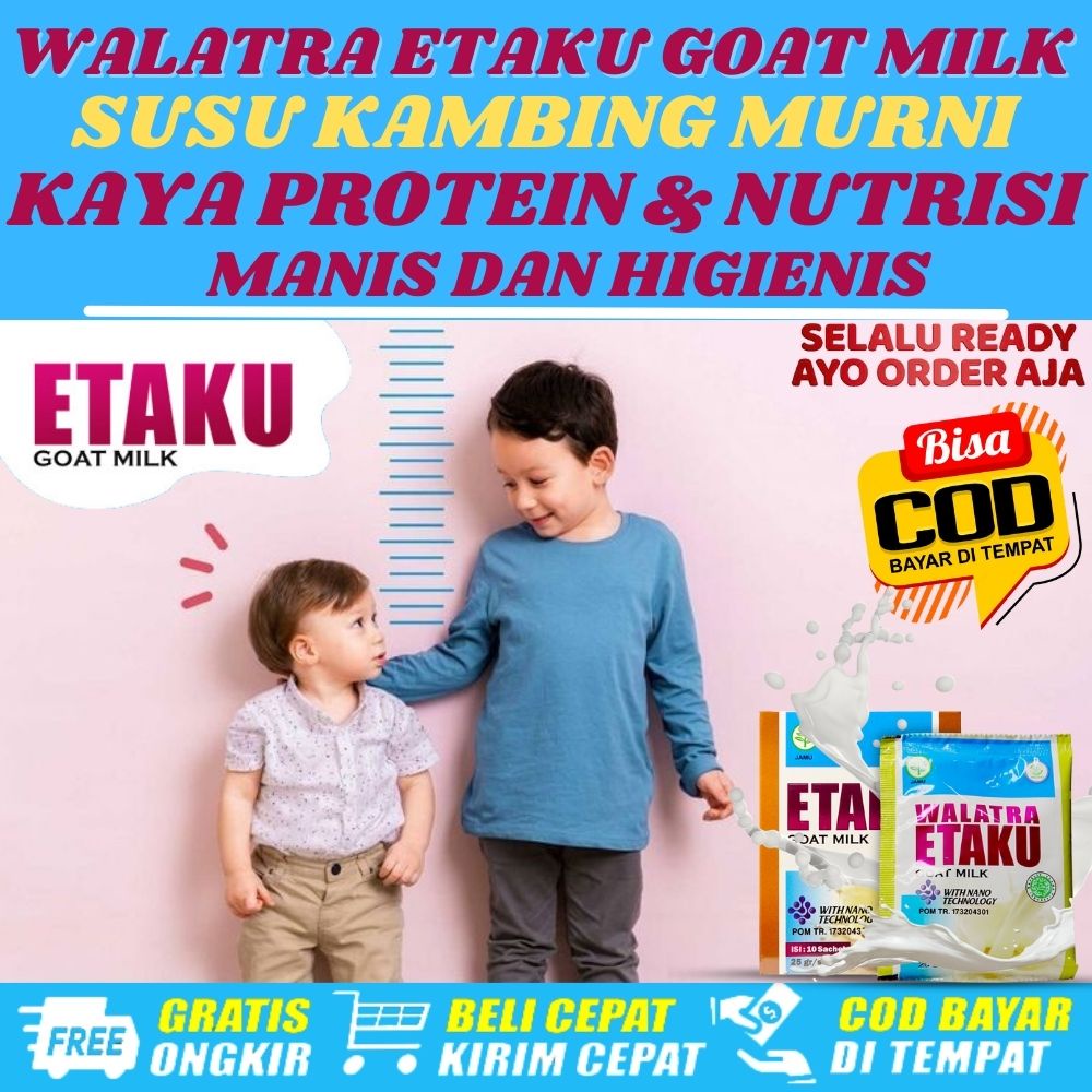 

Susu Peninggi Badan Anak / Susu Peninggi Badan Dewasa, Susu Nafsu makan, Susu Penambah Nutrisi Anak | Susu Kambing Etawa Bubuk Walatra Etaku Goat Milk - Susu Etawa Original Bagus Untuk Menjaga Kesehatan (1box isi 200 gr)