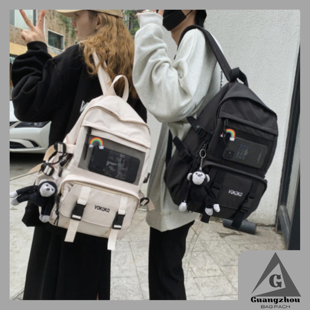 Tas Ransel Wanita - Tas Ransel backpack Sekolah Remaja hitam polos