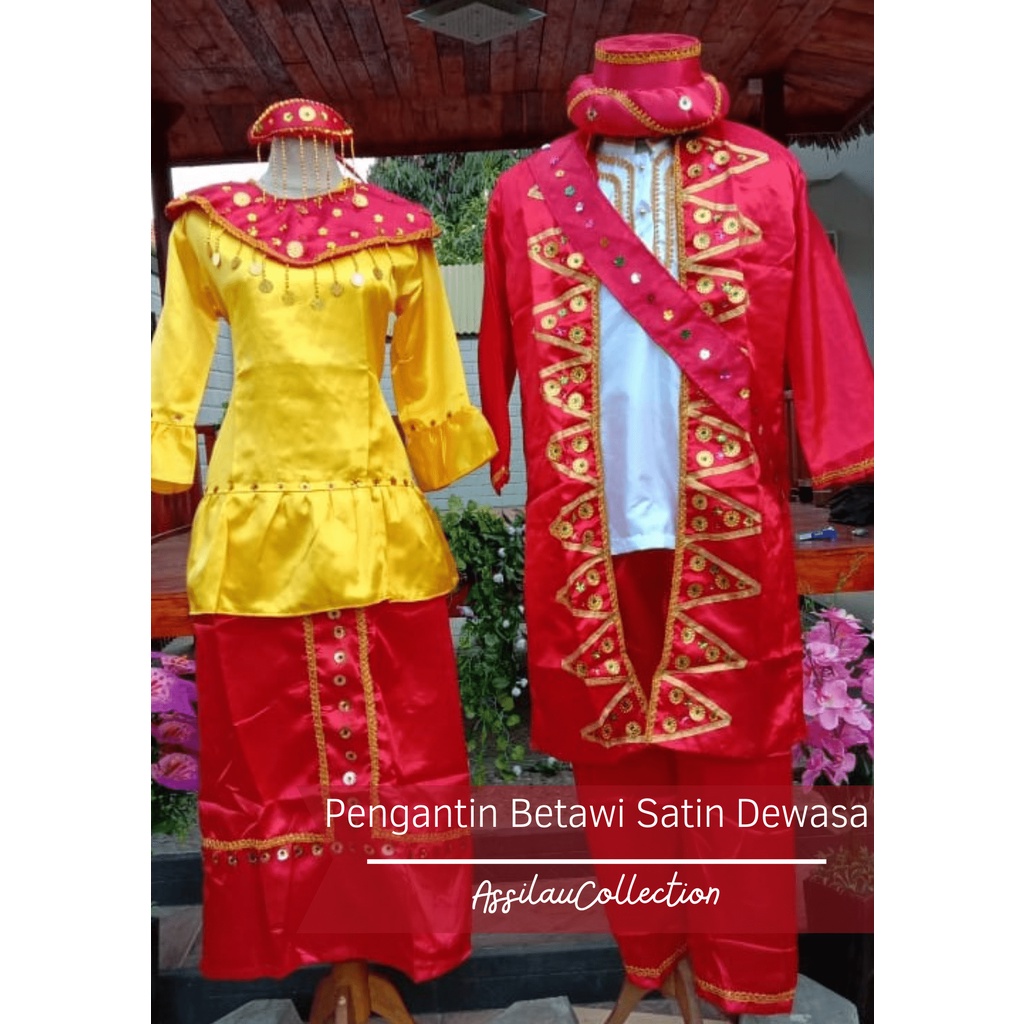 Baju Adat Dewasa Pengantin Betawi Satin Satuan (Laki/Cewek)