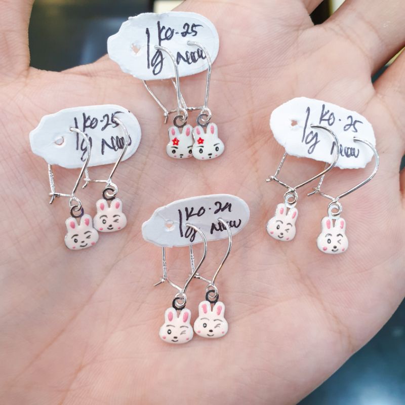 [NEW] Anting anak emas putih gantung boneka emas asli kadar 375 8K