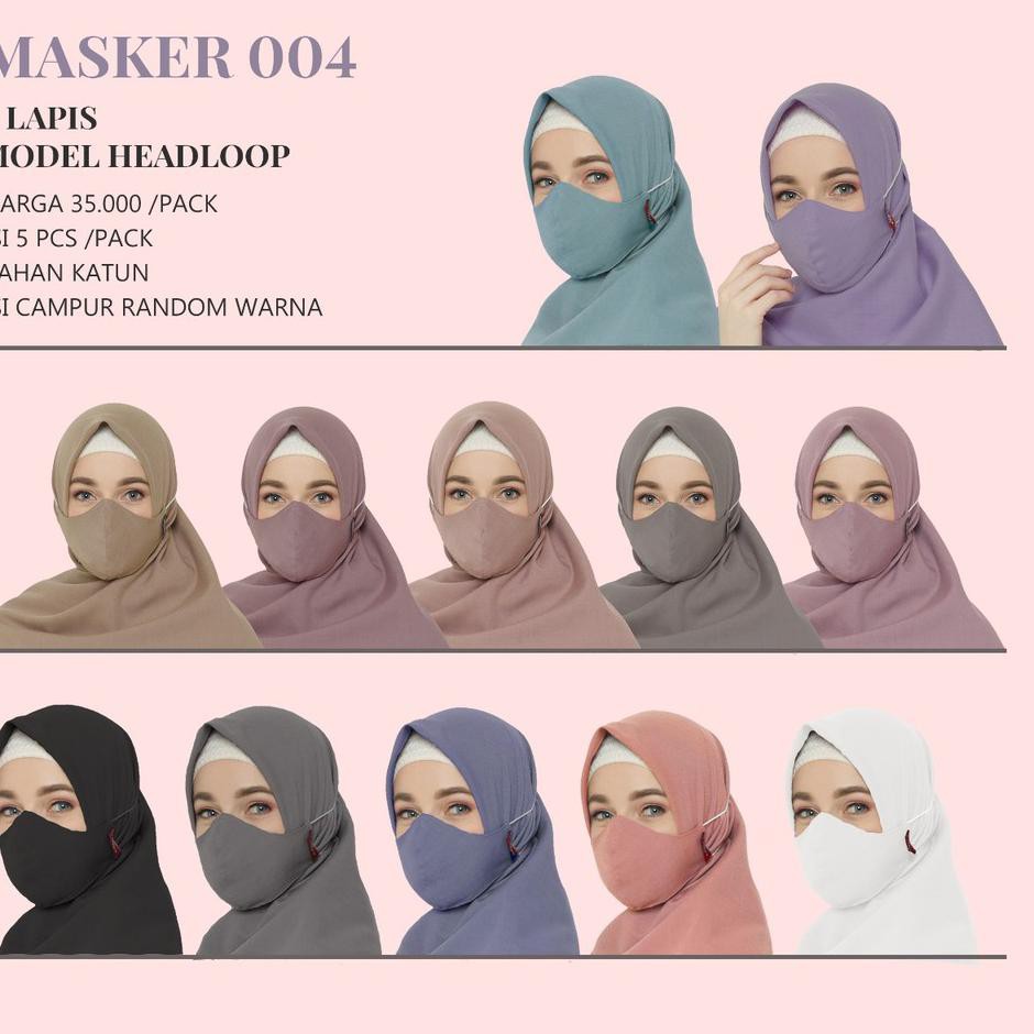 *Trend 'Masker Tatuis Kain Hijab Headloop Tatuis 3 lapis filter motif polos murah banyak warna Oi2..