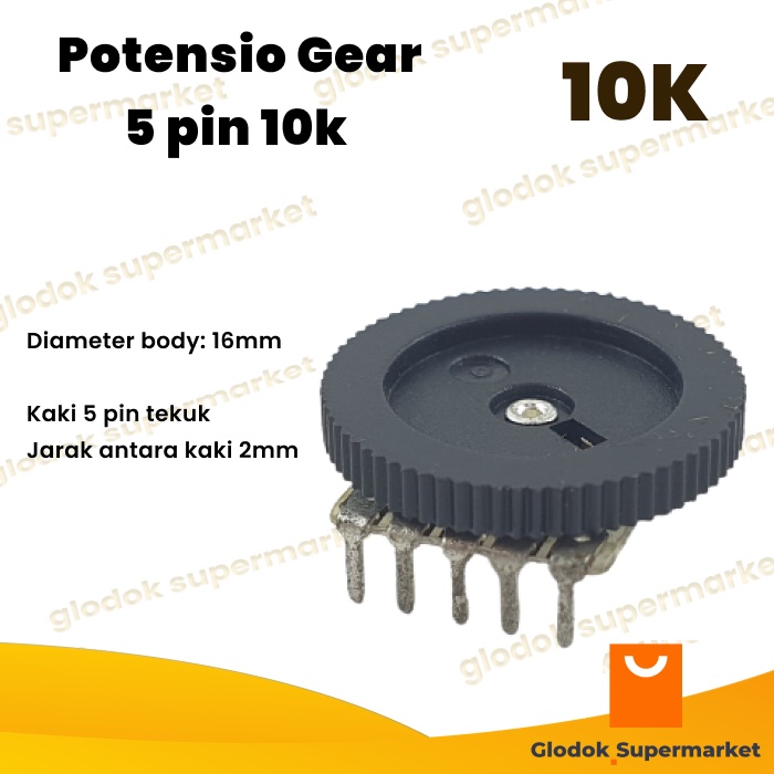 Potensio Gear 5 pin 10k Stereo Tuning FM Kancing Kaki 5 Tekuk