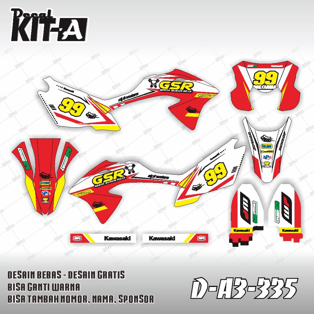 Decal kawasaki KLX 150 BF MOTIF TRAIL SIMPLE MERAH PUTIH