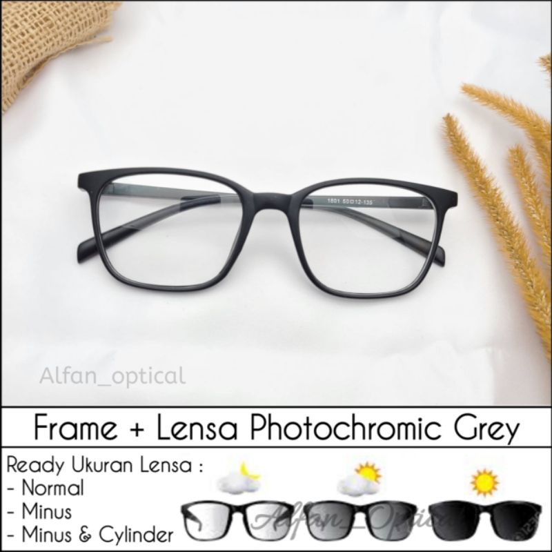 kacamata cewek/cowok 1801 photocromic anti radiasi bisa ganti minus/cyl dll