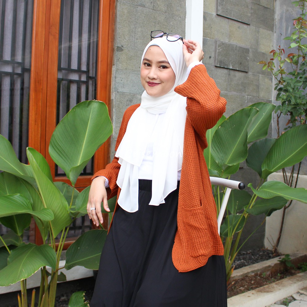 Cardigan Rajut Oversize PREMIUM Kardigan Rajut Jumbo TEBAL-CORAL