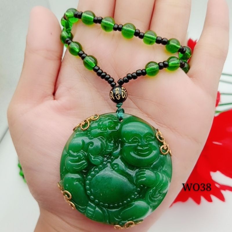 perhiasan xuping kalung giok Budha asli impor