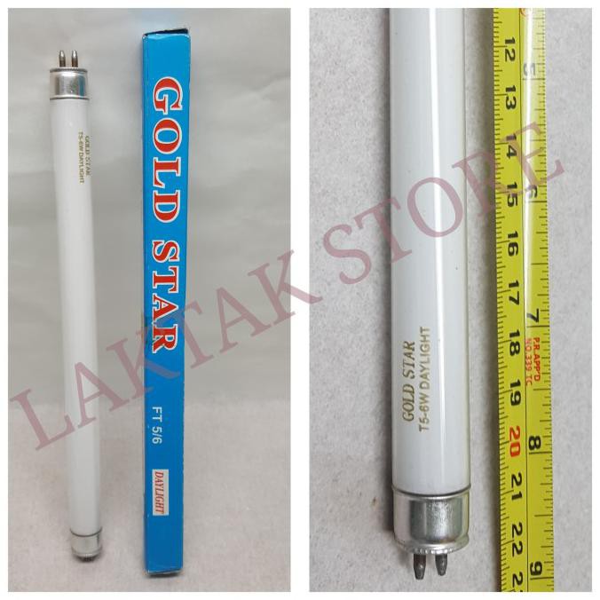 Gaya Lampu Goldstar F6T5 Daylight, Refill T5/6W Putih Promo