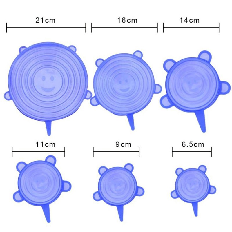 PENUTUP MAKANAN AGAR HIGIENIS BAHAN SILIKON SET ISI 6