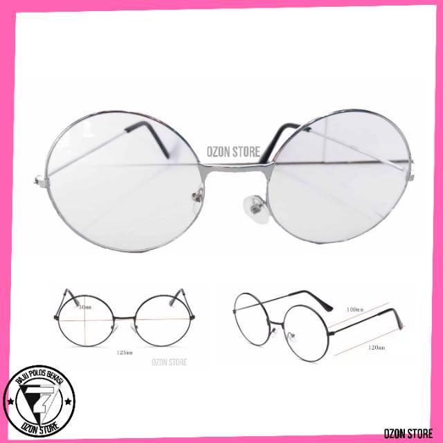 Kacamata Bulat Anti Radiasi Fashion Wanita Pria Frame Sunglasess Korea - Silver