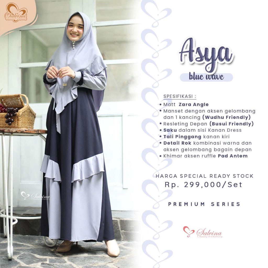 Salvina Hijab Gamis Asya Quality Premium Syari'i Dress - One Set Khimar