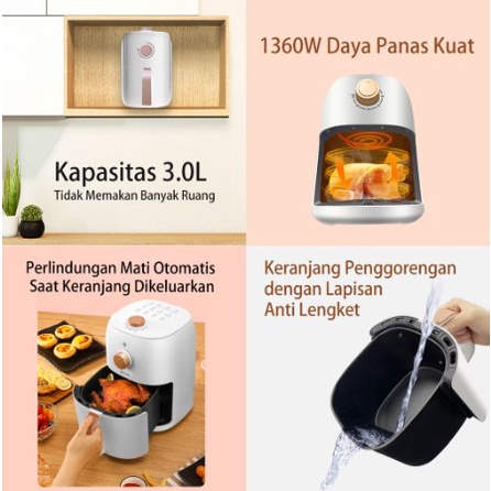 FLIFE Air fryer 3L Penggoreng tanpa minyak