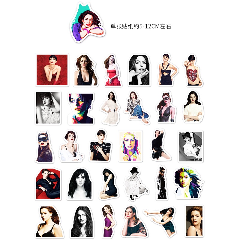 Aktris Zhang Anne Heather micro grafiti stiker bagasi laptop scooter dekoratif stiker