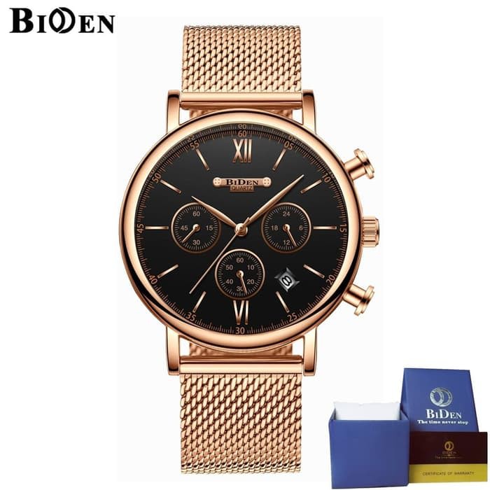 jam tangan Biden pria wanita mesh band bisnis fashion analog quartz