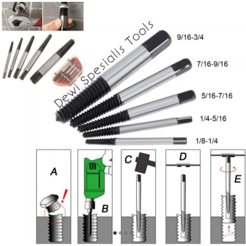 exstraktor tap balik set  tap penycabut baut rusak
