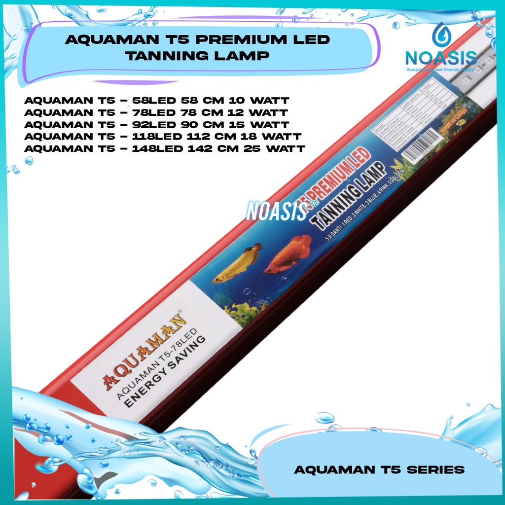 Noasis Lampu Tanning Aquaman T5 - 58 78 92 118 148 LED Lampu Aquarium 5 warna 5x